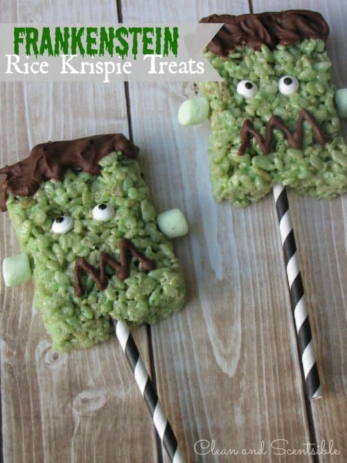 Frankenstein Rice Krispie Treats|Clean and Scentsible