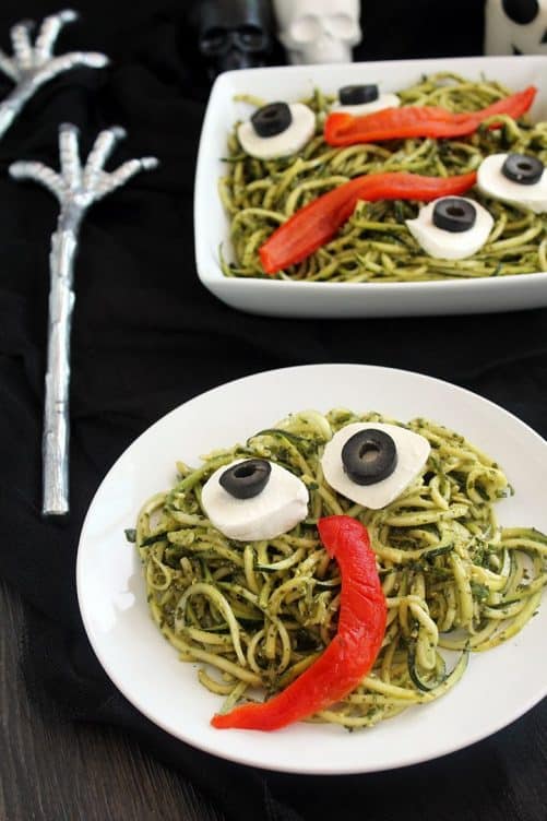 Spooky Green Monster Zucchini Noodles|Spiralized