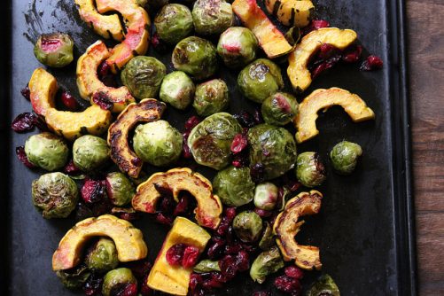 Roasted Brussels Sprouts, Delicata Squash and Cranberries|Craving Something Healthy