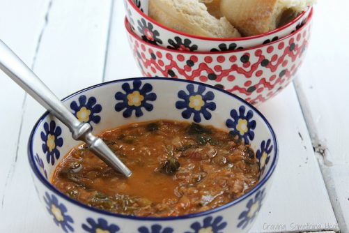 Lentil Soup with Spicy Sausage and Spinach|Craving Something Healthy