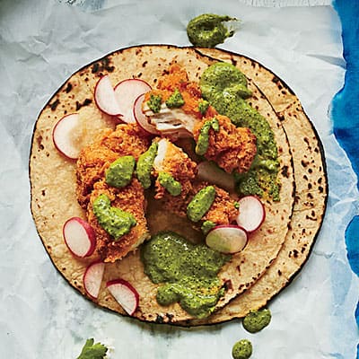 Fried Chicken Tacos with Buttermilk Jalapeno Sauce|Southern Living