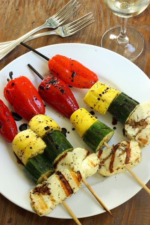Grilled Stoplight Vegetables with Halloumi|Craving Something Healthy