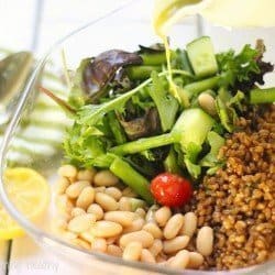 Beans Greens and Grains with Lemon Basil Vinaigrette|Craving Something Healthy