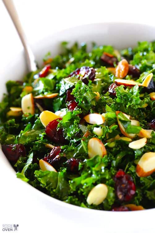 Kale Salad with Warm Cranberry Vinaigrette|Gimme Some Oven