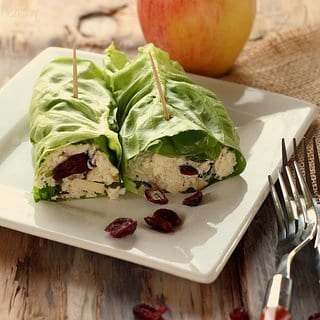 Cranberry Chicken Salad Lettuce Rollup Sandwiches
