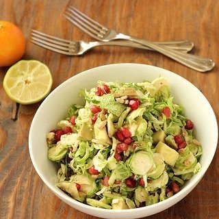 Brussels Sprouts Slaw with Pomegranate and Avocado