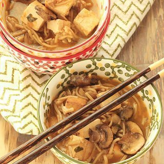 Miso Noodle Bowls With Tofu and Mushrooms