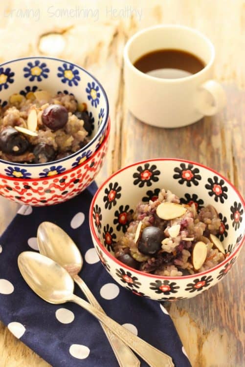 Cherry Almond Breakfast Risotto|Craving Something Healthy
