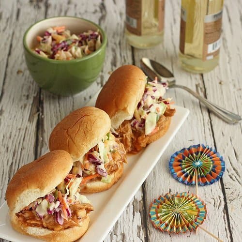 Pulled Turkey Sliders with Chipotle Peach BBQ Sauce and Sweet Creamy Slaw|Craving Something Healthy
