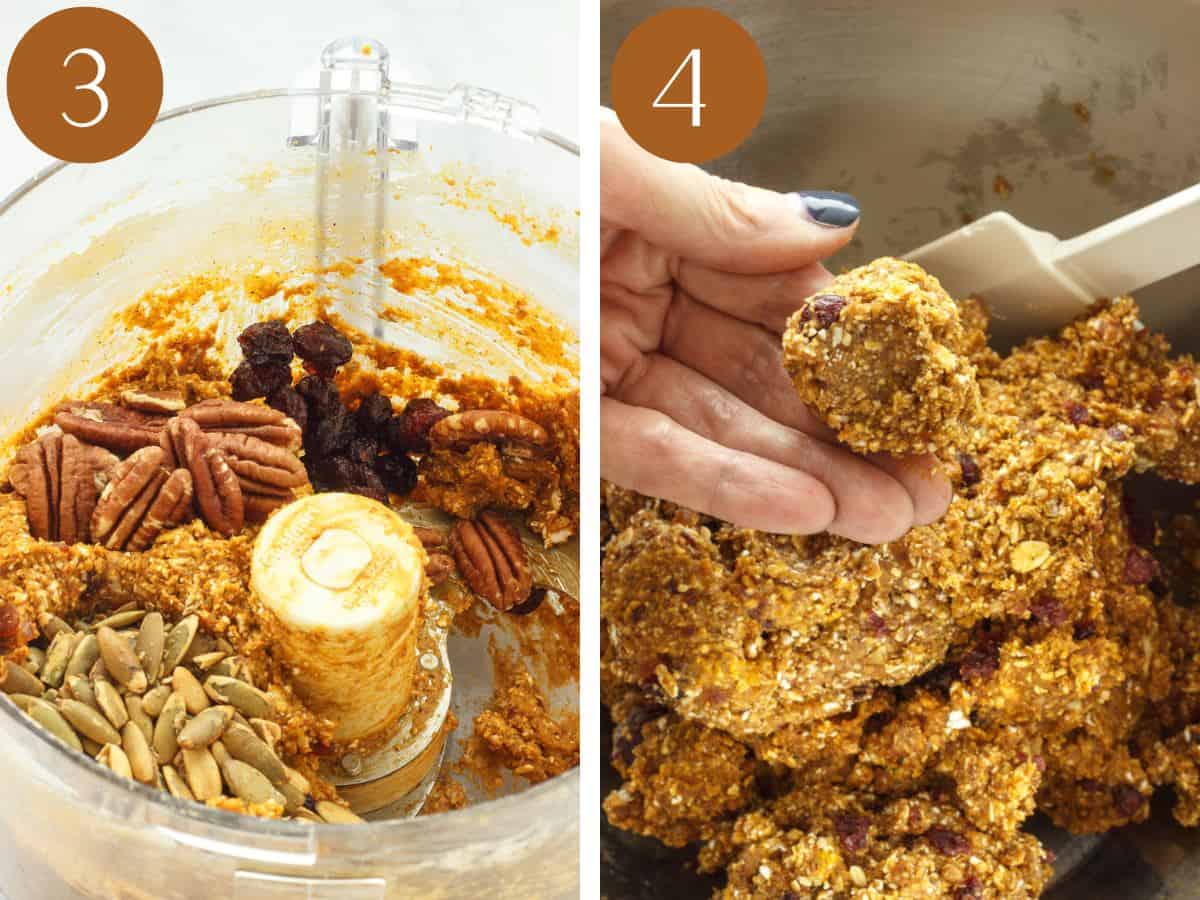 Steps three and four to make pumpkin protein balls.