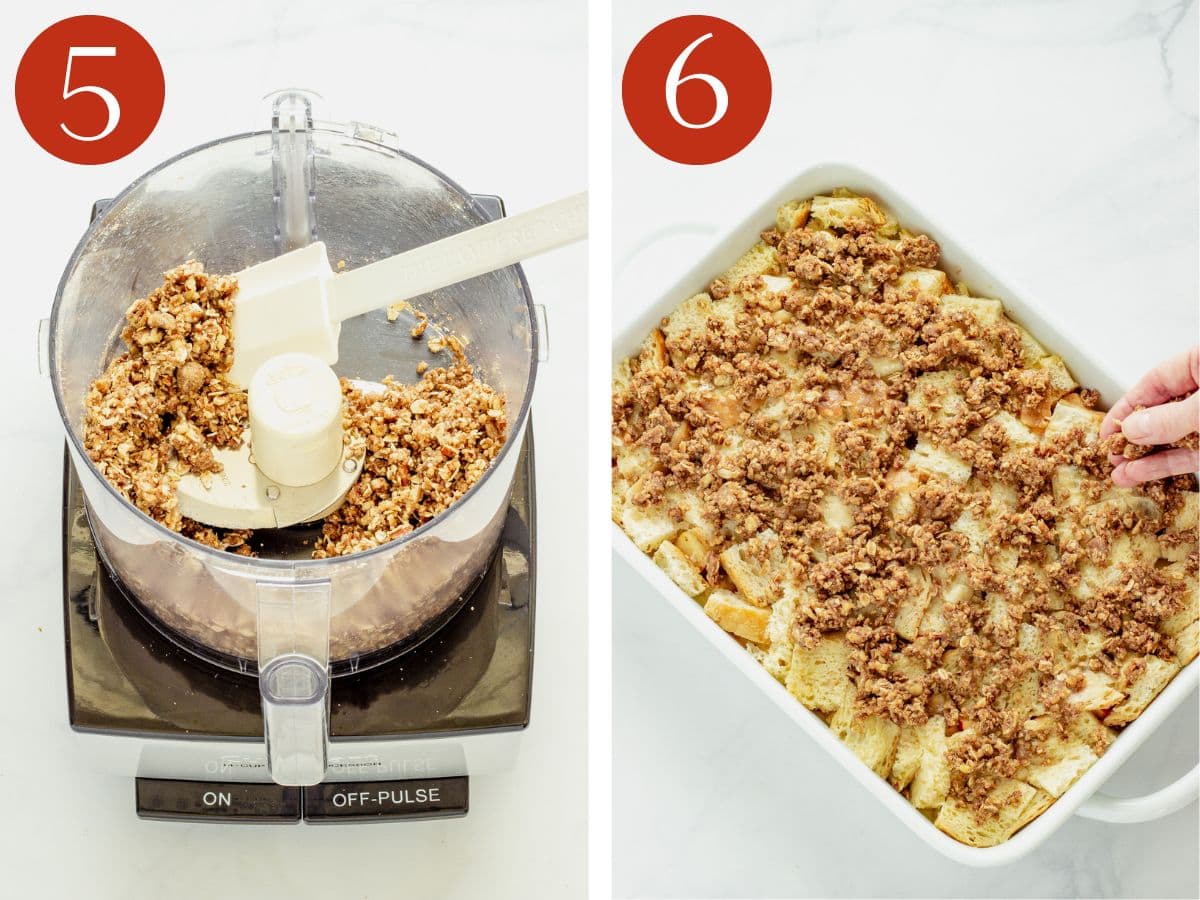 Steps 5 & 6 to make an apple French toast casserole.