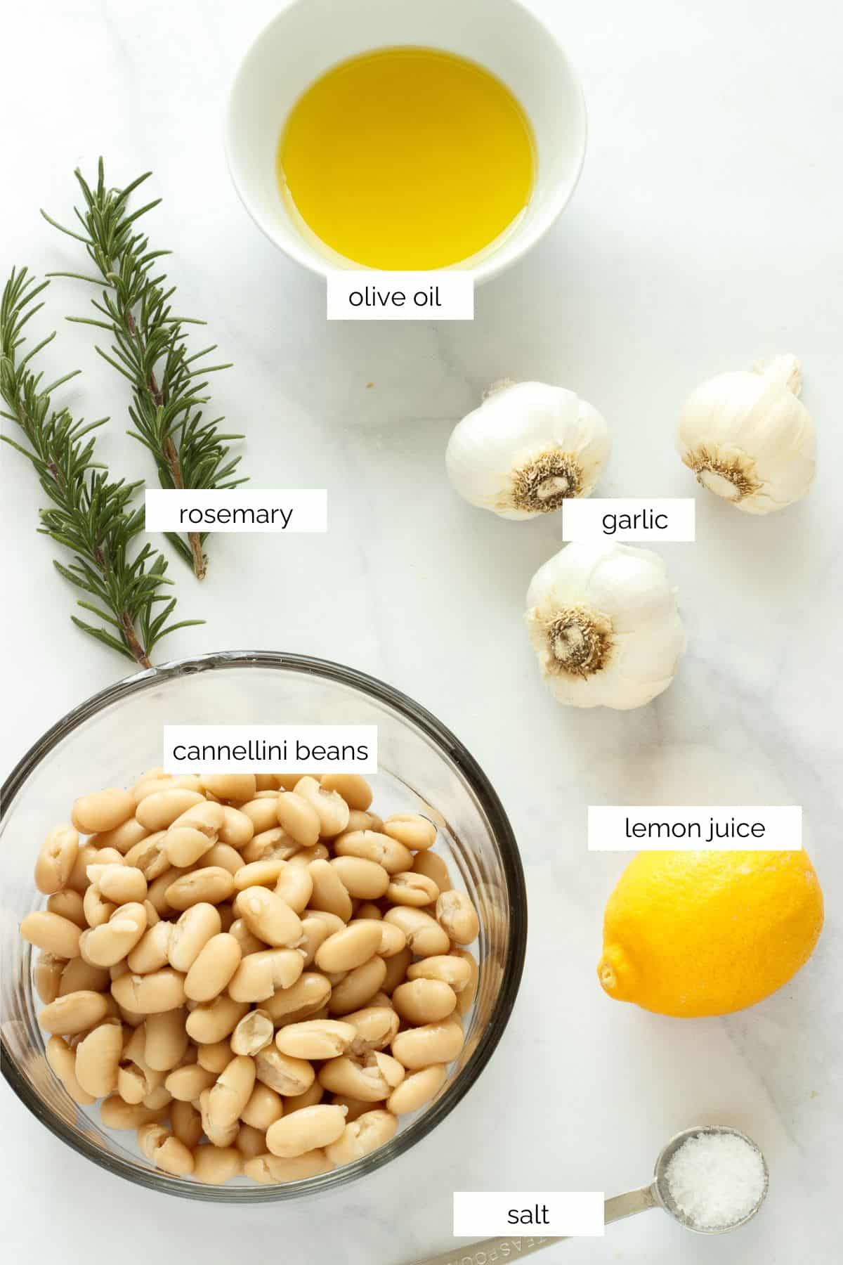 Ingredients needed to make white bean dip