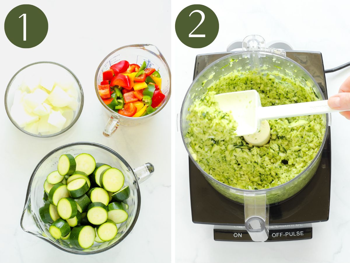 Steps 1&2 to make zucchini relish.