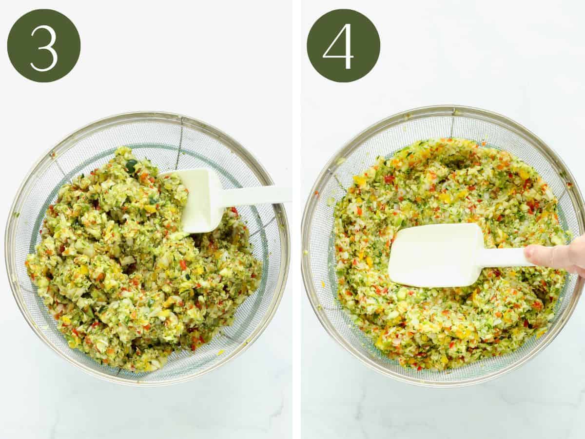 Steps 3&4 to make zucchini relish.