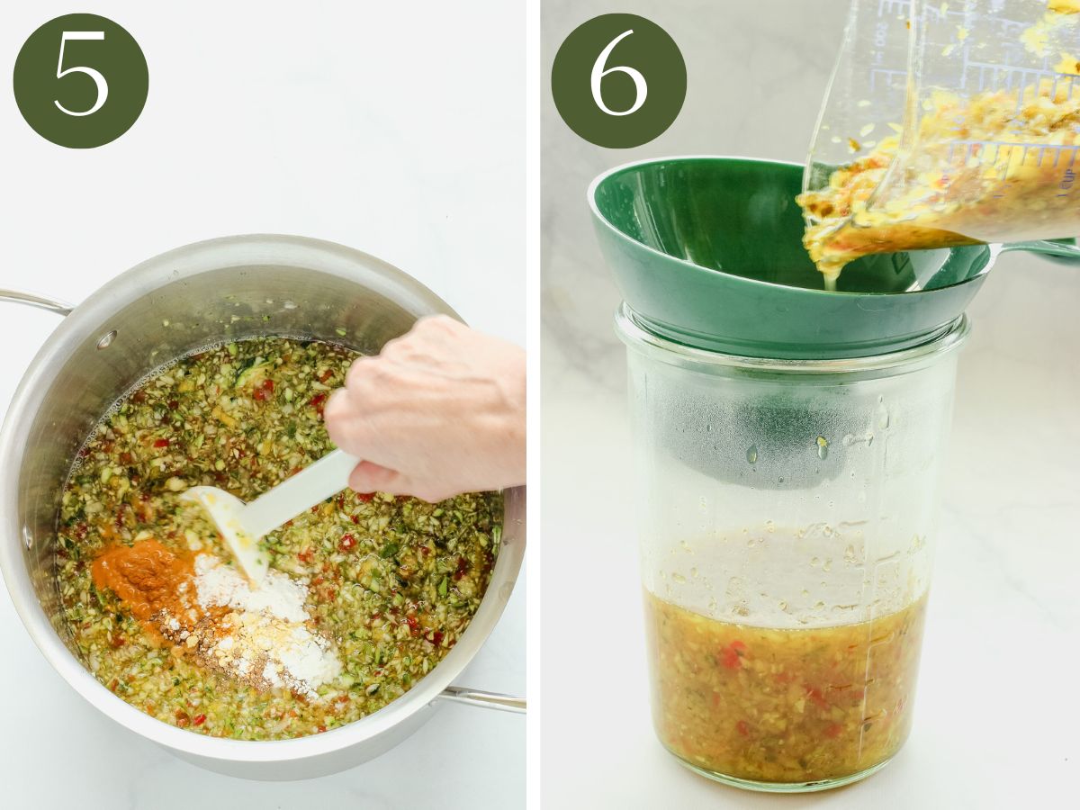 Steps 5&6 to make zucchini relish.