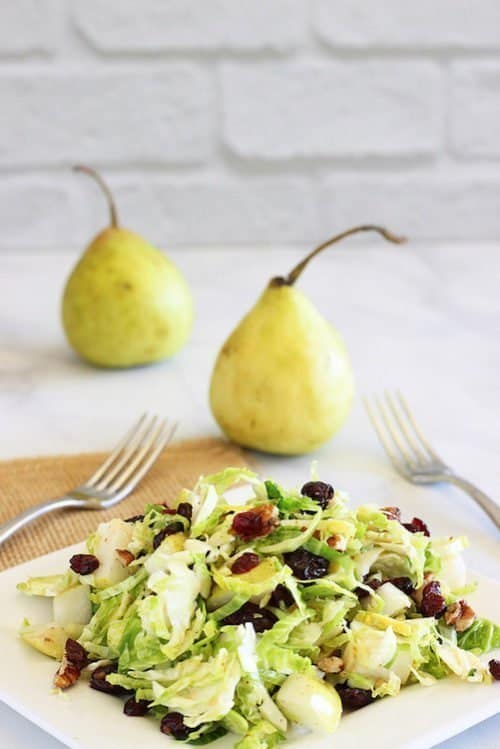 Brussels Sprouts Slaw with Cranberries and Walnuts|Craving Something Healthy