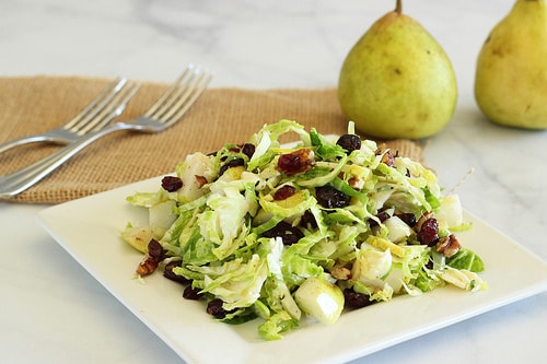 Brussels Sprouts Slaw with Cranberries and Walnuts|Craving Something Healthy