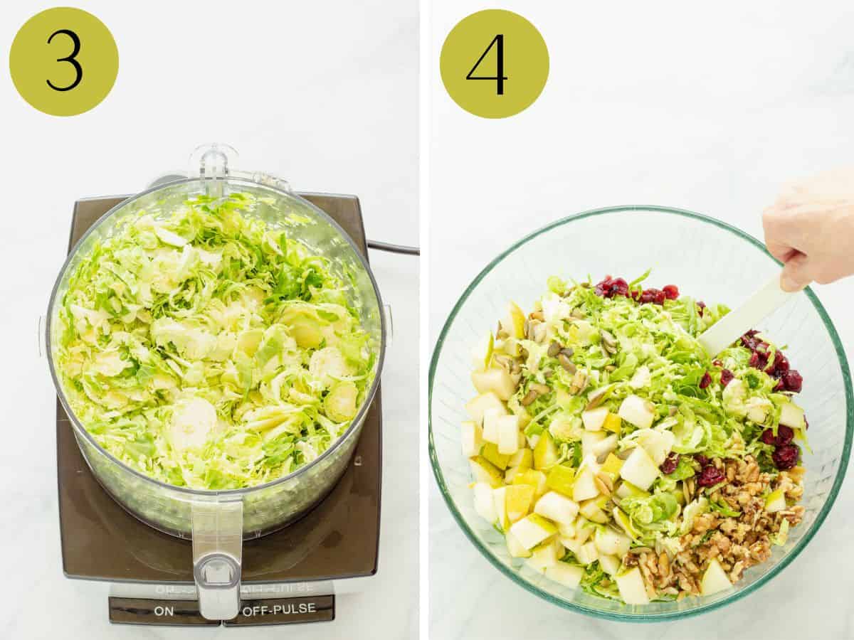 Shaved Brussels sprouts salad steps 3&4.