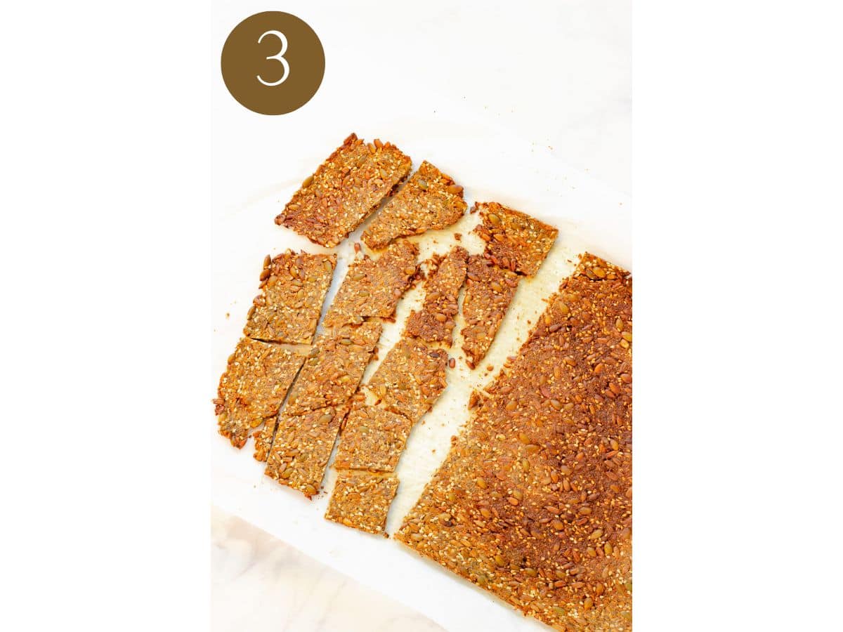Step 3 to make homemade seed crackers.