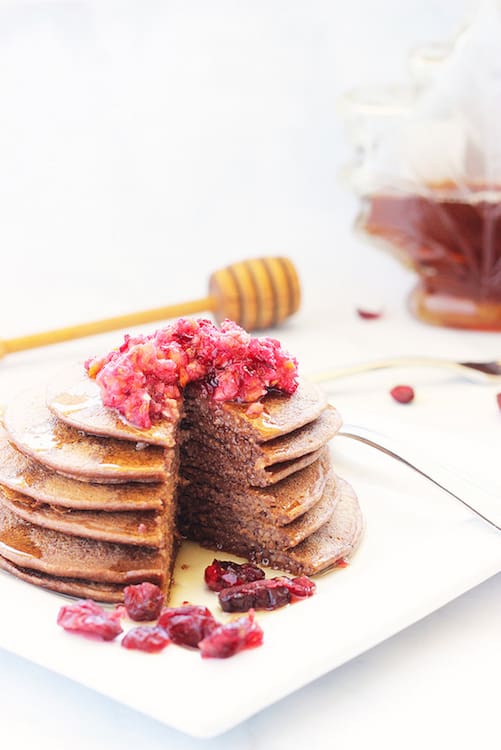 Dark Chocolate Cranberry Protein Pancakes|Craving Something Healthy