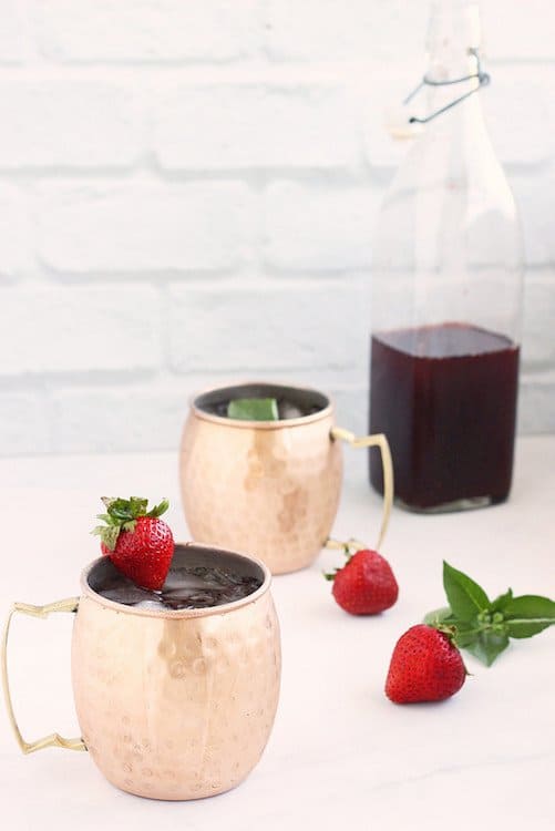 Strawberry Basil Shrub Syrup for Cocktails or Mocktails