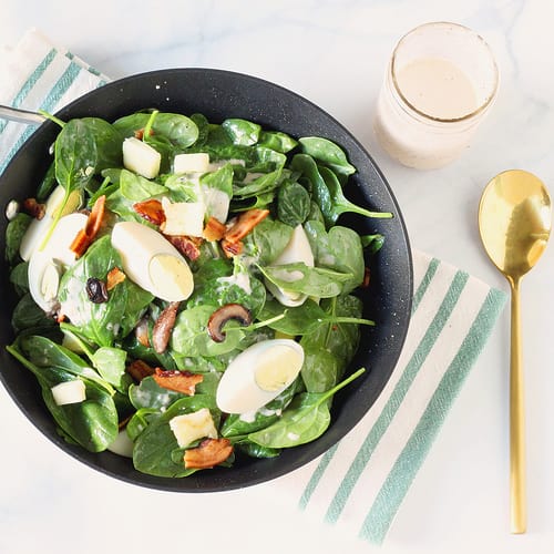 Warm and Loaded Spinach Salad | Craving Something Healthy