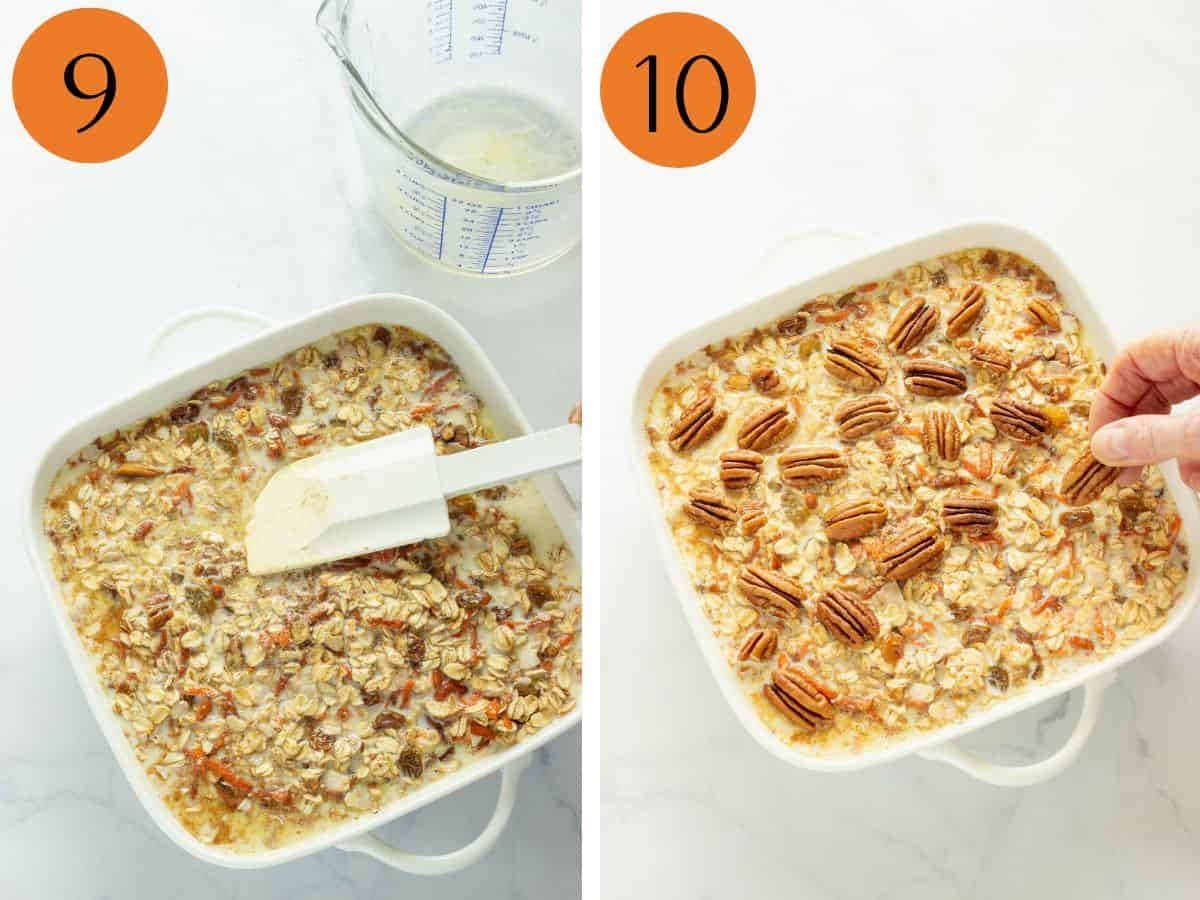 Steps 9 & 10 to make carrot cake baked oatmeal.