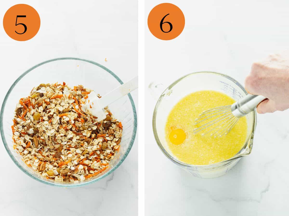 Steps 5 & 6 to make carrot cake baked oatmeal.