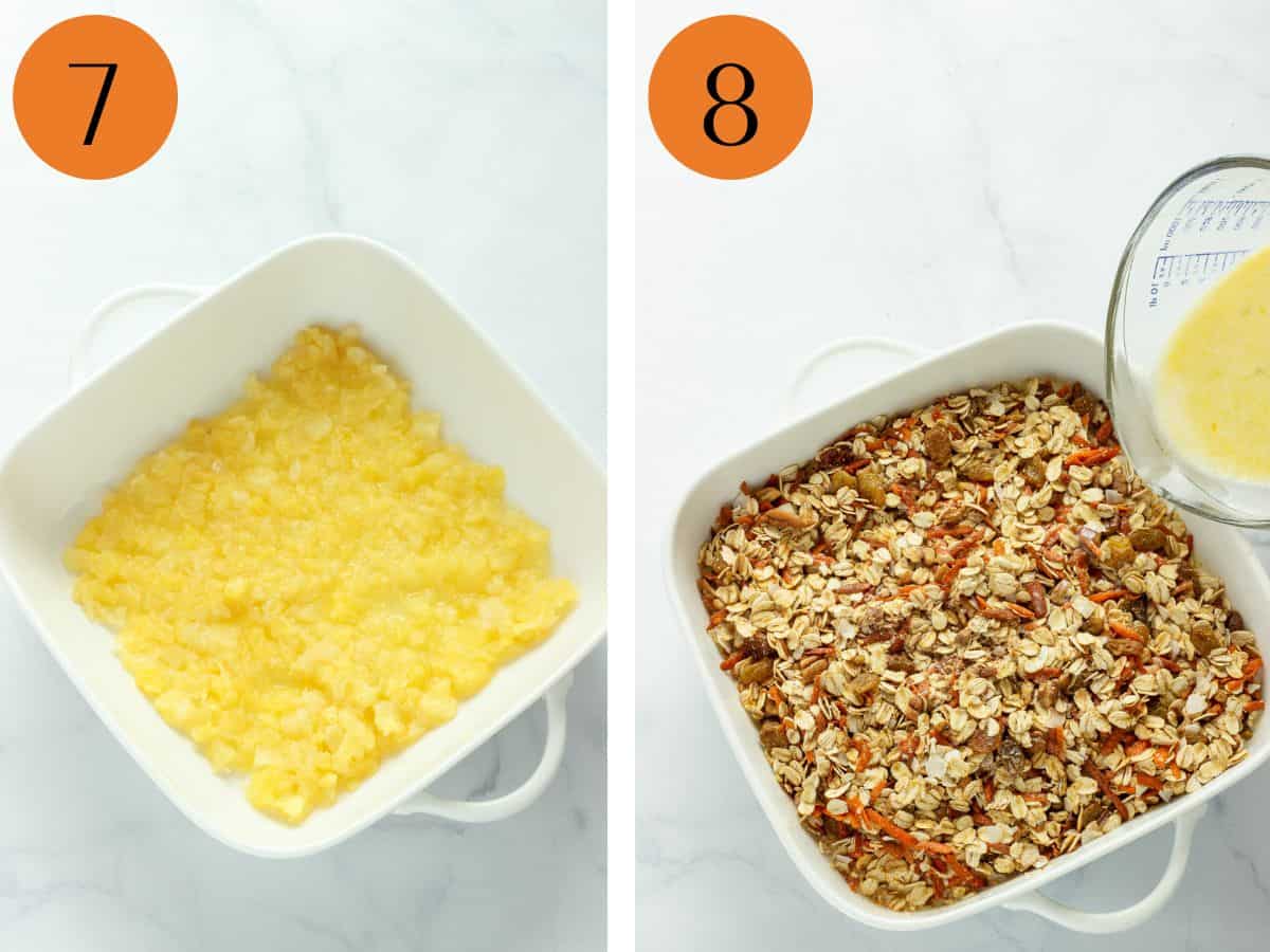 Steps 7 & 8 to make carrot cake baked oatmeal.