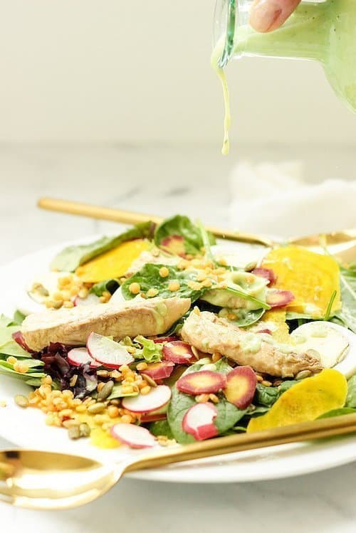 Wild Mackerel Good Mood Salad with Creamy Kefir Herb Dressing |Craving Something Healthy