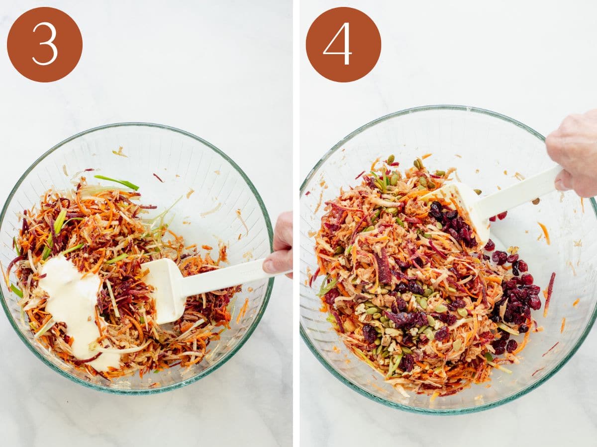 Steps 3&4 to make carrot slaw.