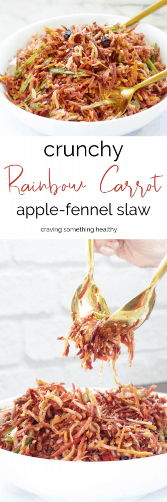 Crunchy Rainbow Carrot Apple Fennel Slaw