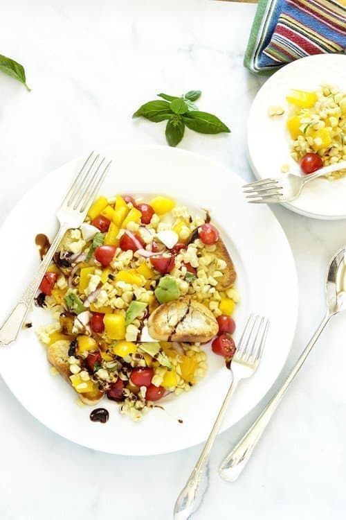 Summer Grilled Corn and Tomato Panzanella Salad| Craving Something Healthy