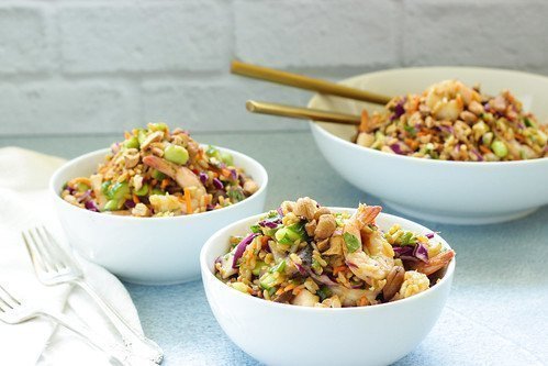 Rainbow Asian Rice Salad with Shrimp | Craving Something Healthy