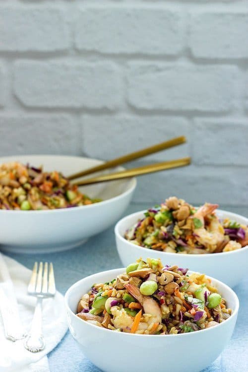 Rainbow Asian Rice Salad with Shrimp | Craving Something Healthy