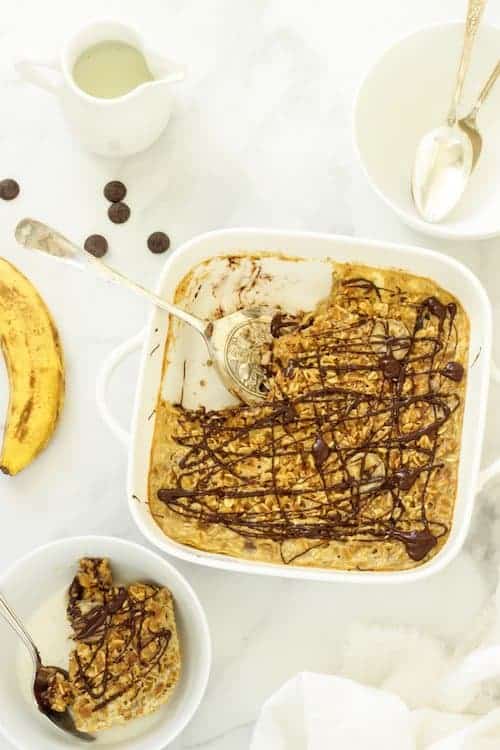 Chocolate Peanut Butter And Banana Baked Oats