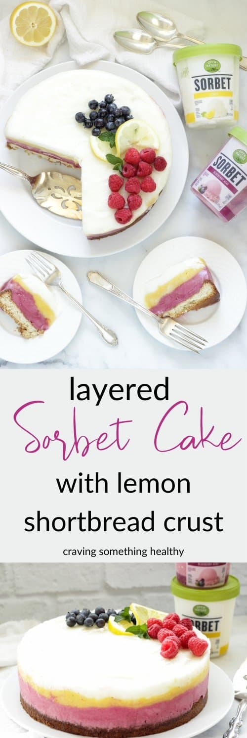 Layered Sorbet Cake with Lemon Shortbread Crust