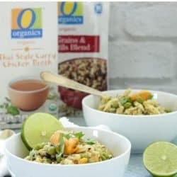 bowls of coconut chicken curry with O Organic ingredients