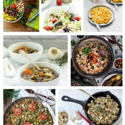 photo collage of healthy rice recipes