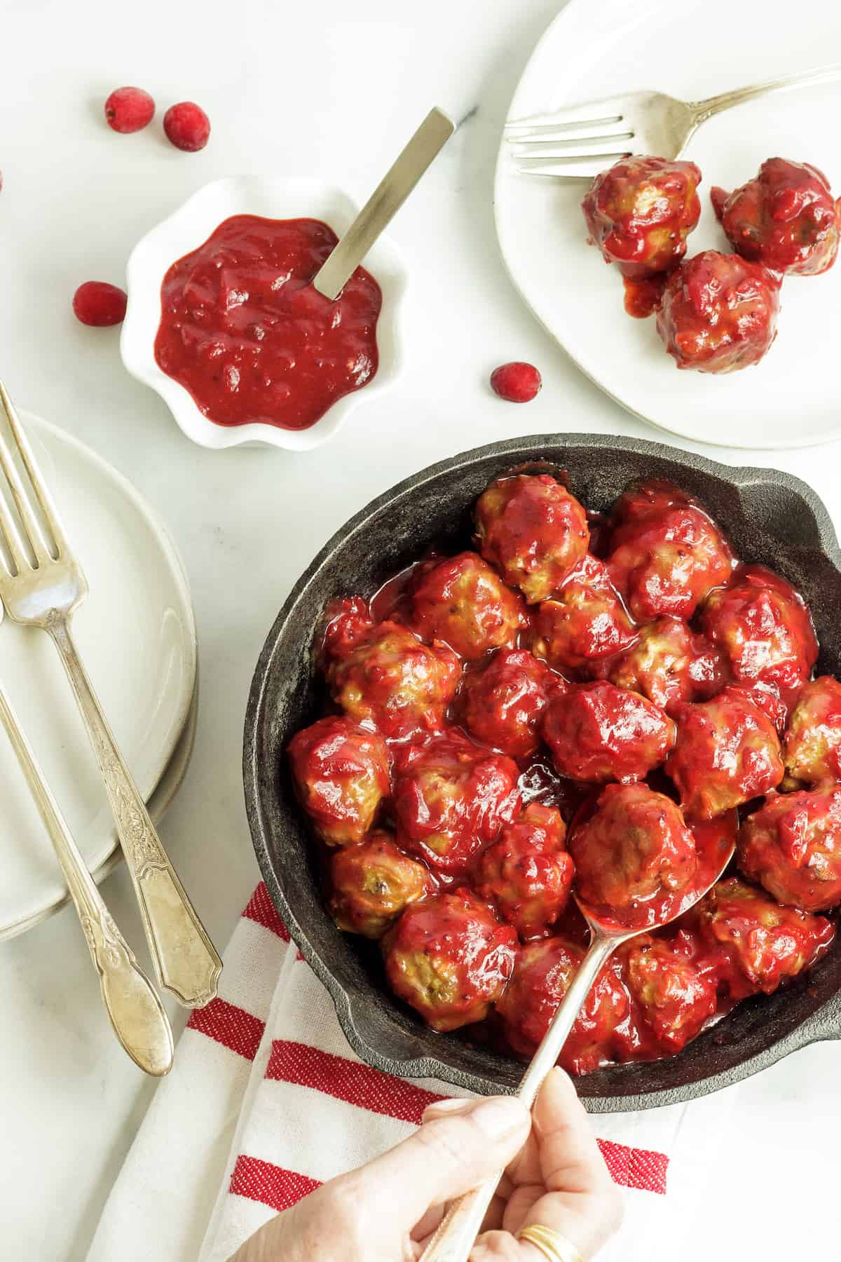 Mini Turkey Meatballs with Curried Cranberry Sauce