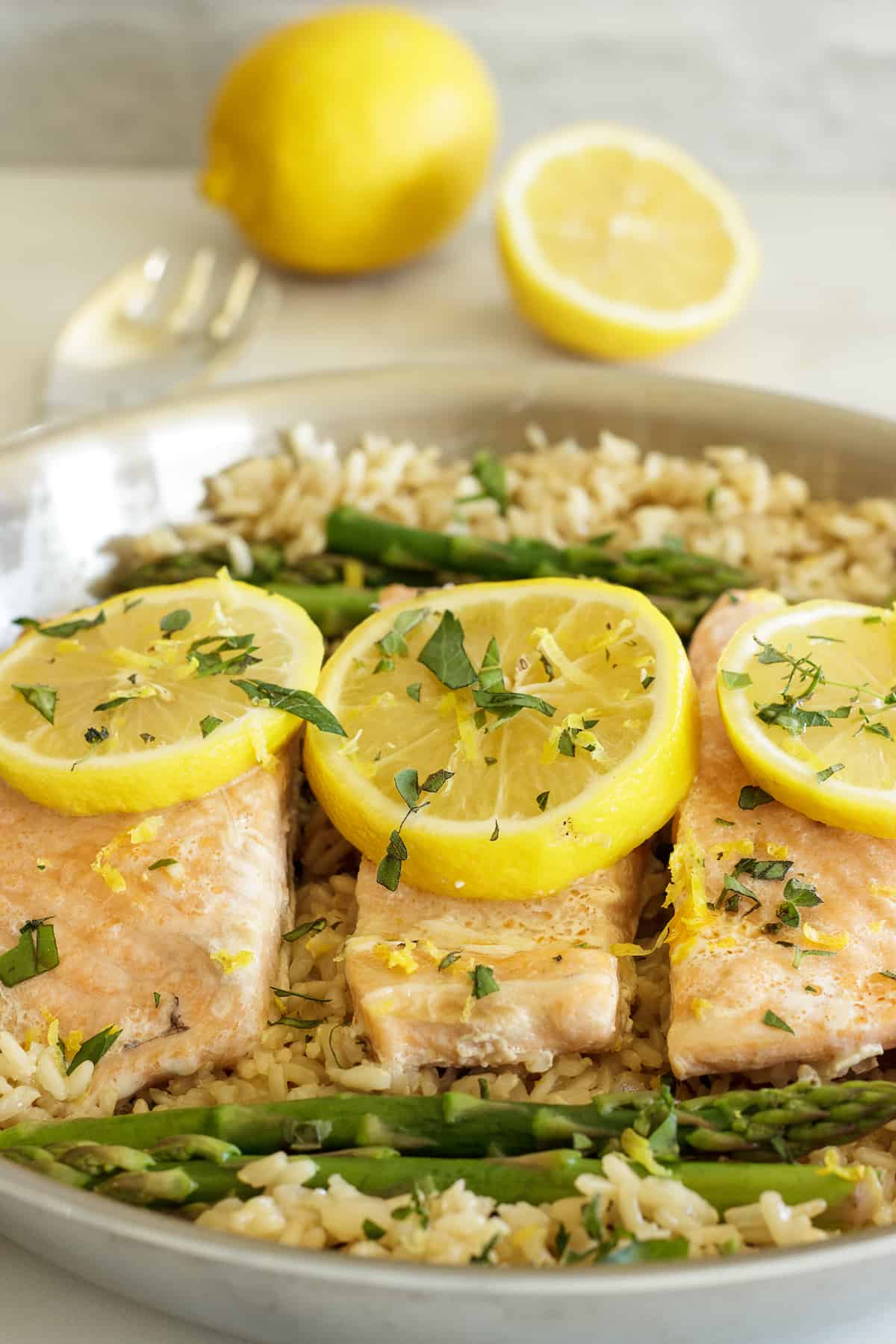 One-Pan Salmon with Lemony Rice | Craving Something Healthy