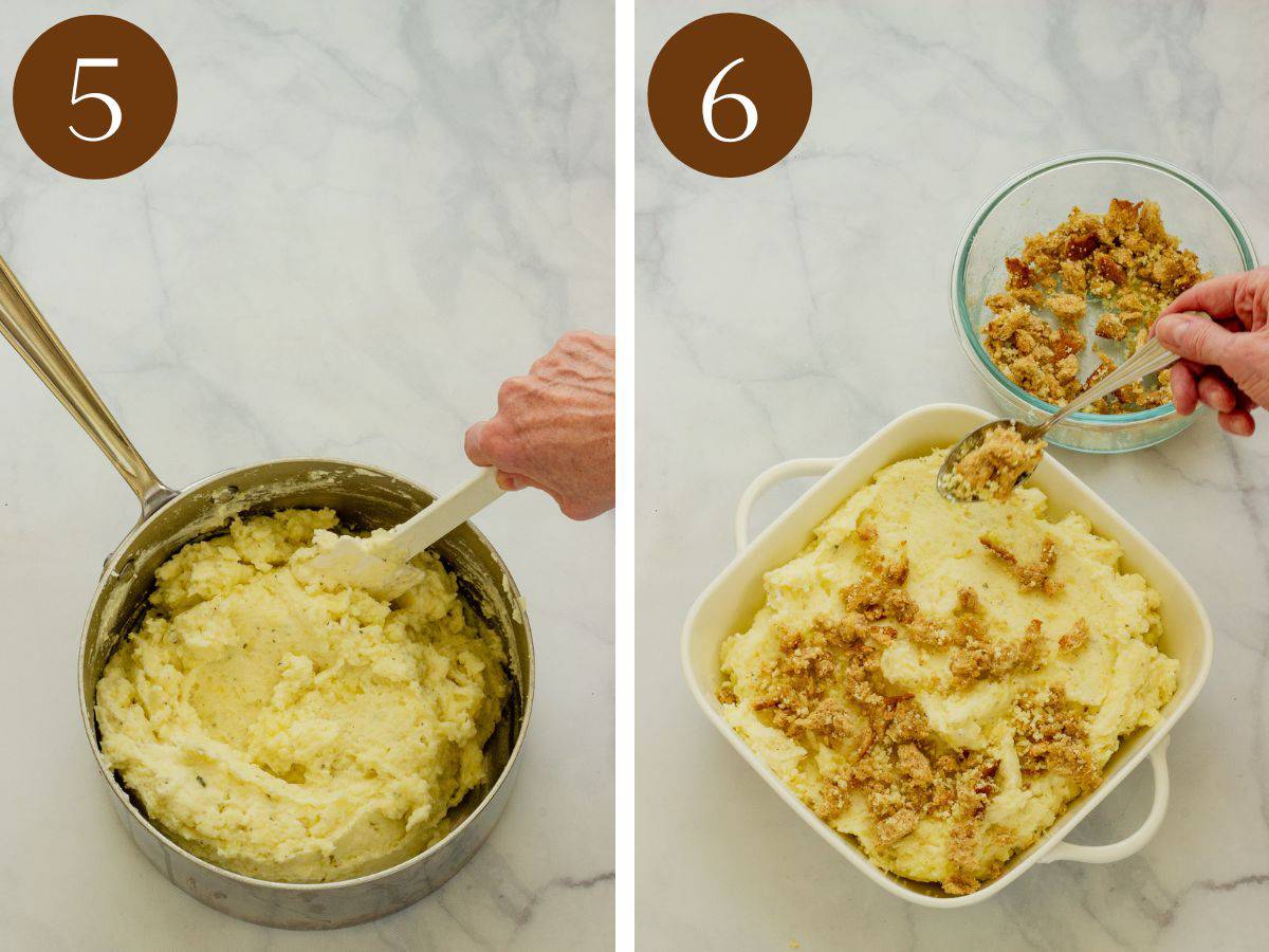 Steps 5 and 6 to make boursin mashed potatoes