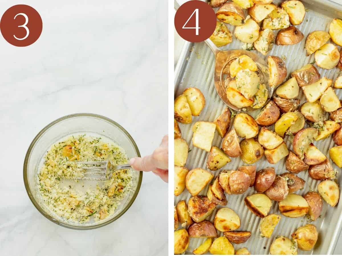 Steps 3,4 to make roasted baby potatoes