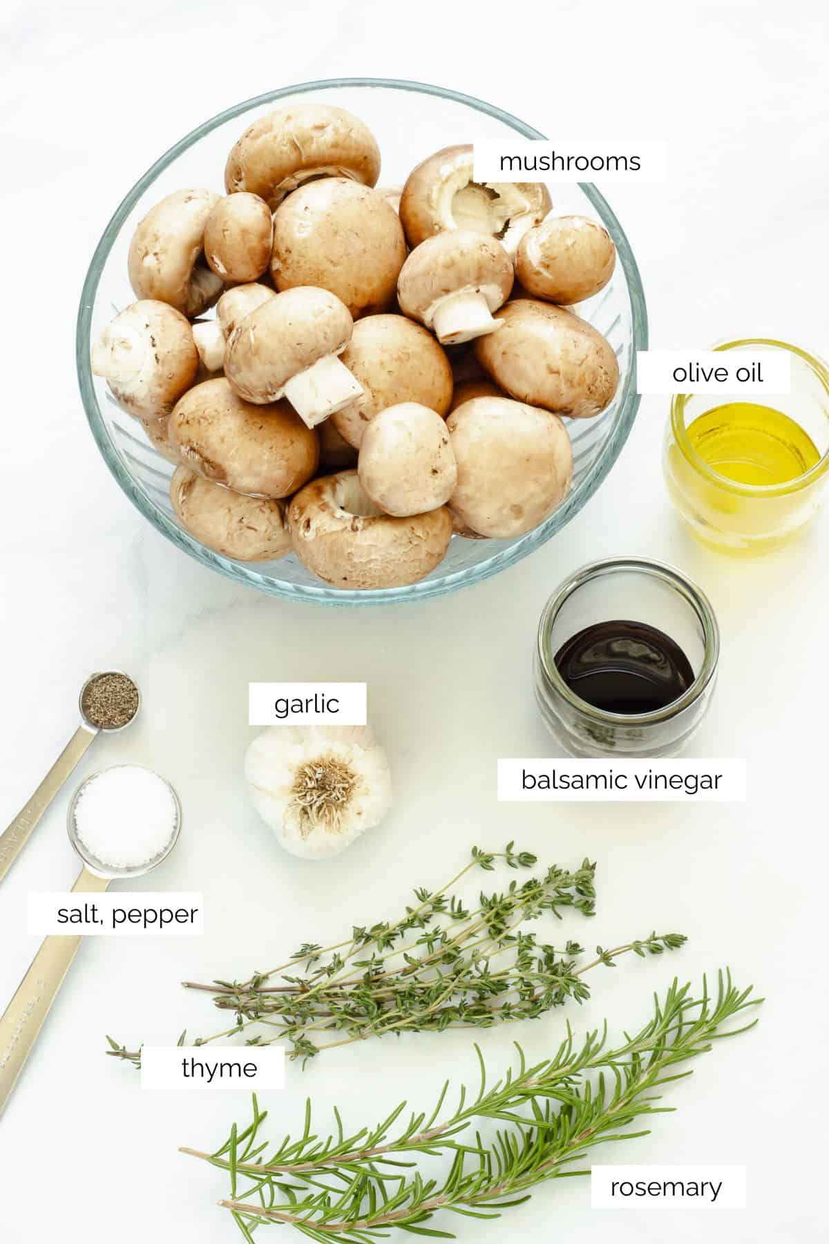 Ingredients needed to make sauteed mushrooms.