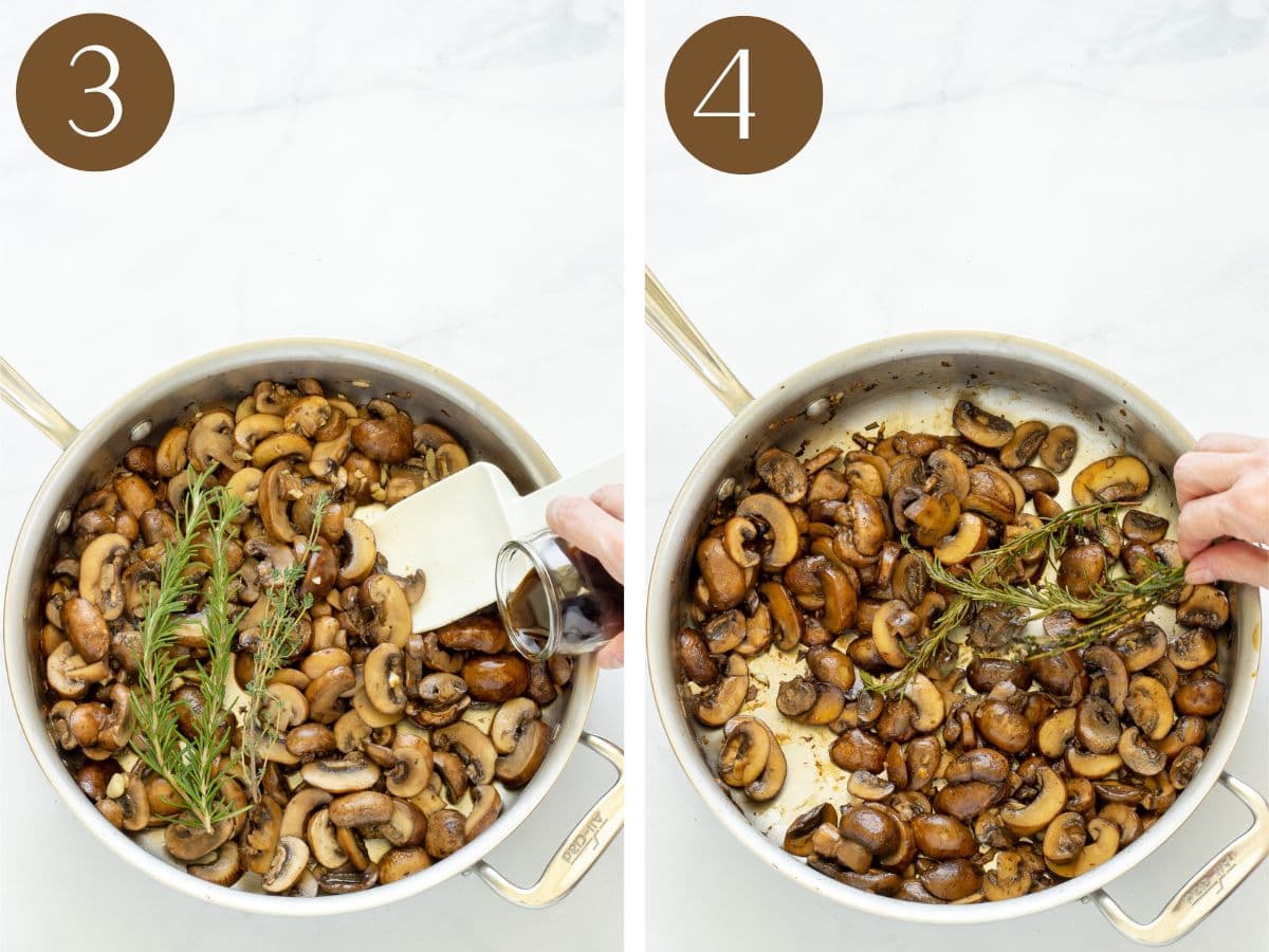 Steps 3 & 4 to make sauteed mushrooms.