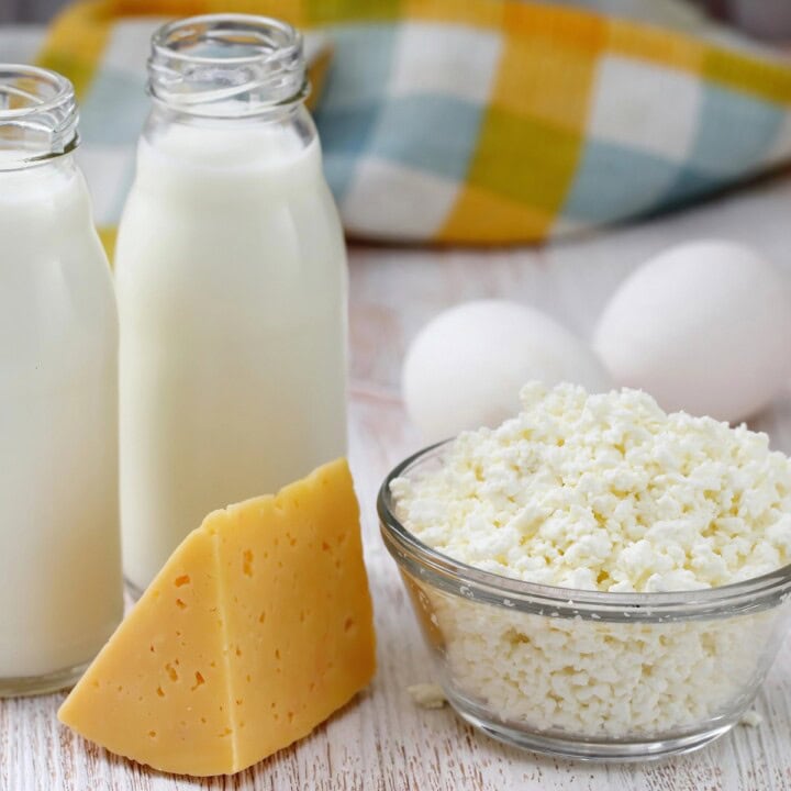 Milk, cheese, and eggs.