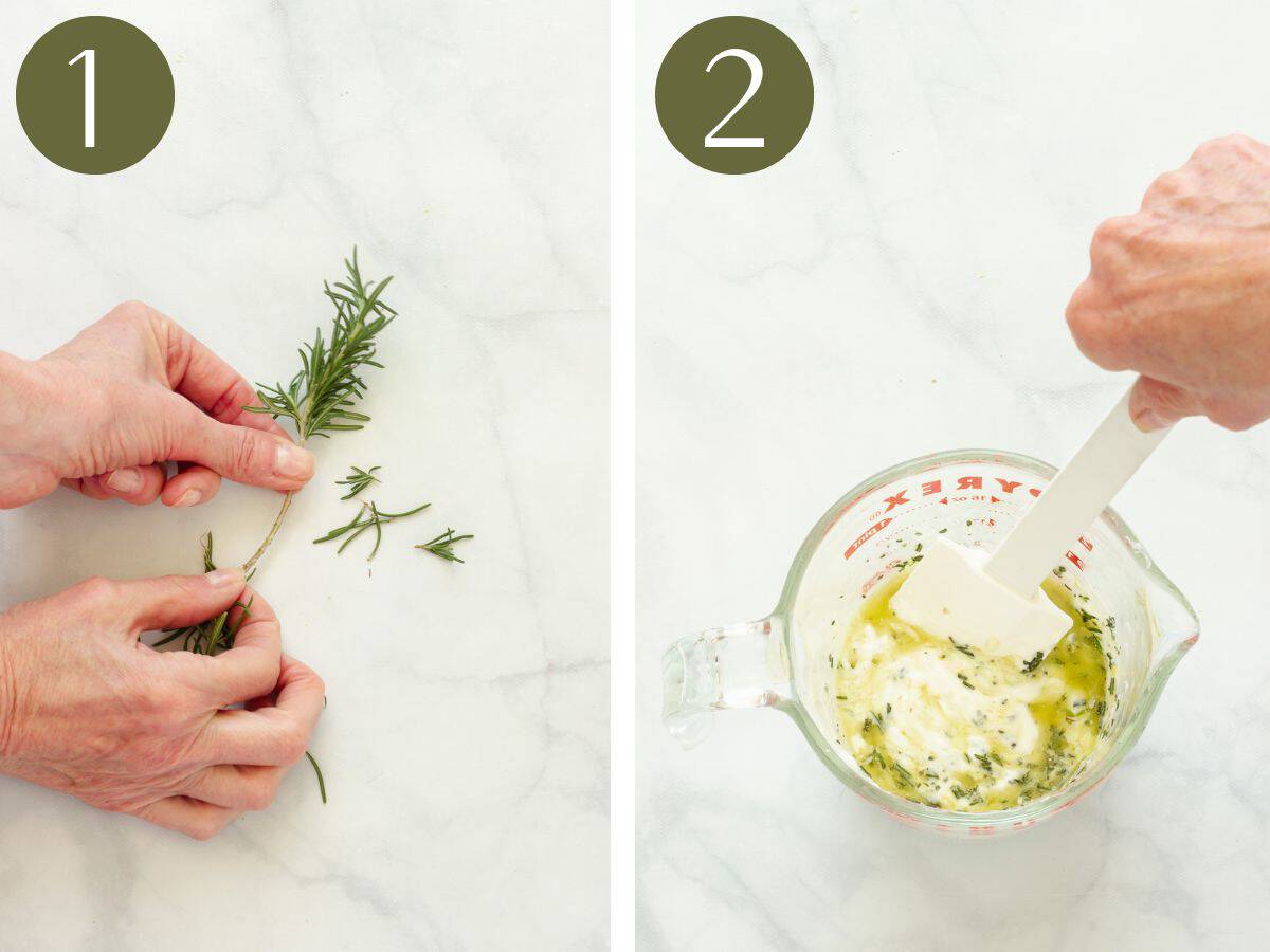 Steps 1&2 to make yogurt marinated chicken.