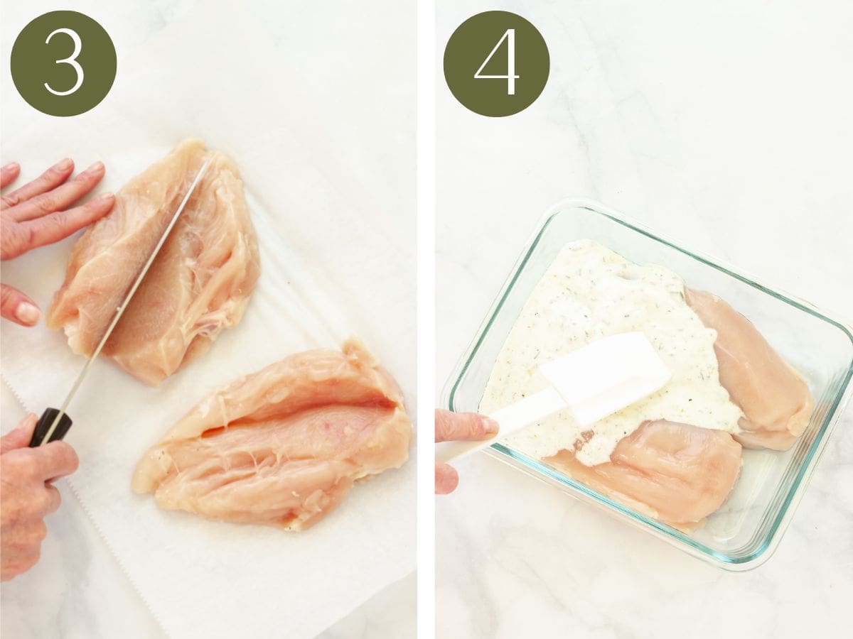Steps 3&4 to make yogurt marinated chicken.