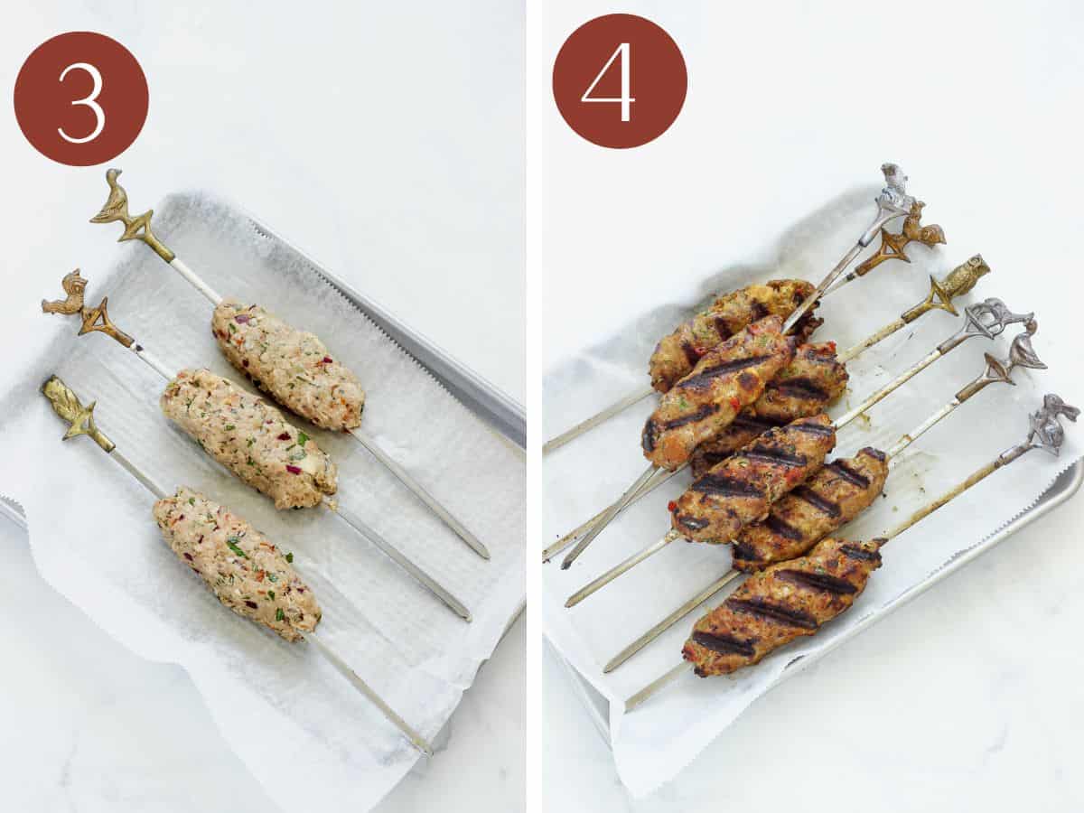 Steps 3 & 4 to make chicken kofta.