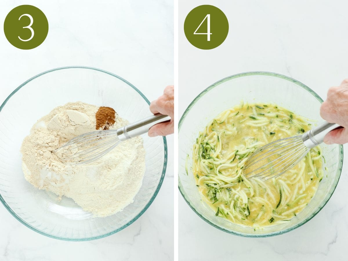 Steps 3&4 to make healthy lemon zucchini bread.